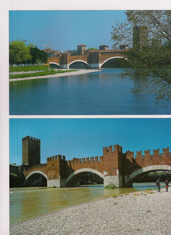 Виды на мост Понте Скалиджери и реку Адидже в Вероне