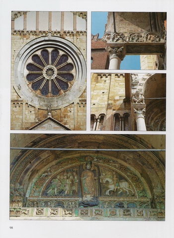 Окно-роза, барельефы капителей колонн и люнет входного портала базилики Сан-Дзено
