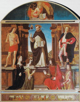 «Святой Винченцо Феррари между святыми Рокко и Себастьяно» Пала ди Гирландайо