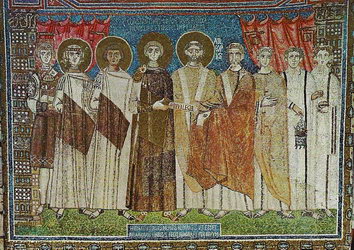 Мозаика апсиды «Император Константин вручает диакону Репарату грамоту с привилегиями»