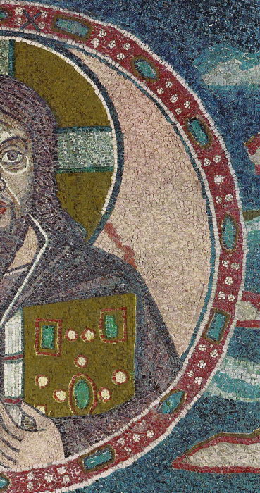 «Благословляющий Христос-Пантократор», мозаика на фронтоне арки апсиды