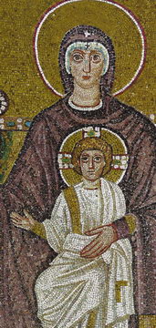 Мозаика «Божия Матерь с Младенцем», фрагмент