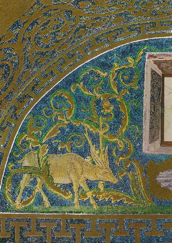 Фрагмент мозаичного убранства с оленями мавзолея Галлы Плацидии в Равенне