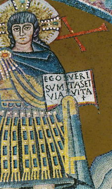 Фрагмент мозаики «Христос-воин» в притворе архиепископской капеллы