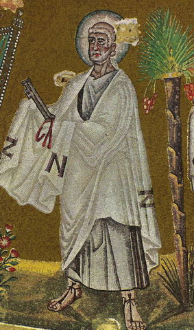 Фрагмент мозаики с Апостолом Петром на куполе Баптистерия Ариан
