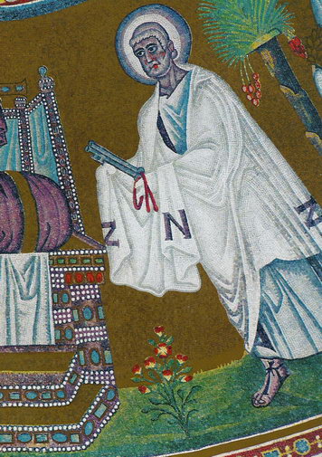 Мозаика «Апостолы Петр и Павел перед Престолом уготованным» в Баптистерии Ариан