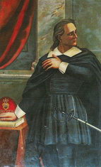 Капитан-регент в костюме, фрагмент полотна местного художника