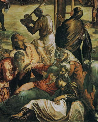 Группа сторонников Христа, фрагмент полотна Якопо Тинторетто «Распятие»
