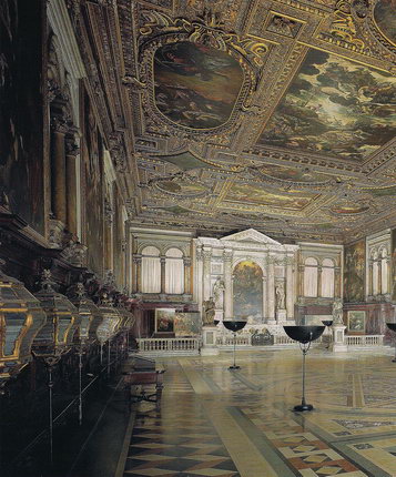 Общий вид Верхнего зала Супериоре Скуолы Сан-Рокко в Венеции