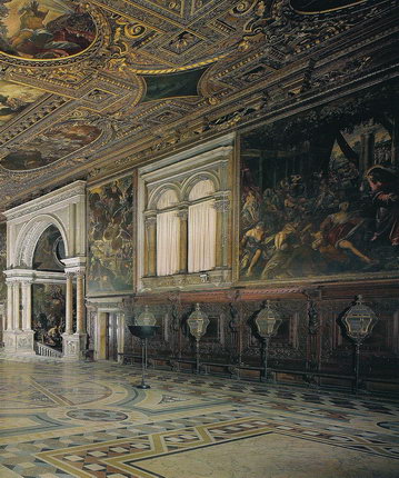 Общий вид Верхнего зала Супериоре Скуолы Сан-Рокко в Венеции