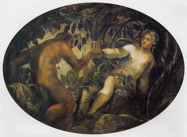 Плафон работы Якопо Тинторетто «Адам и Ева»