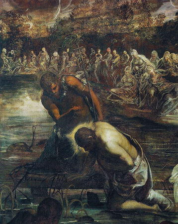 Христос и Иоанн Креститель, фрагмент полотна Якопо Тинторетто «Крещение Христа»
