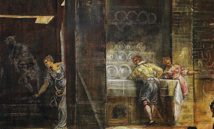 Интерьер, фрагмент полотна Якопо Тинторетто «Тайная вечеря»