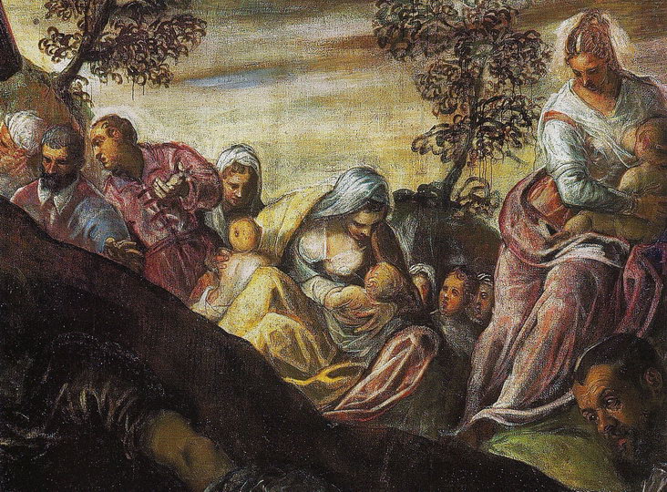 Группа последователей Христа, фрагмент полотна Якопо Тинторетто «Умножение хлебов и рыб»