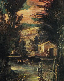 Египетский пейзаж, фрагмент полотна Якопо Тинторетто «Бегство в Египет»