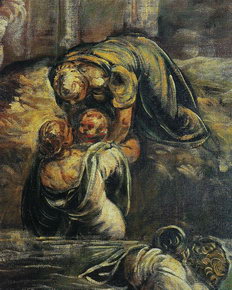 Женщины с младенцем, фрагмент полотна Якопо Тинторетто «Избиение младенцев»