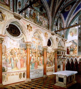 Интерьер и фрески капеллы Святого Якова в соборе Святого Антония в Падуе
