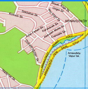 Карта Стамбула - Северные окраины Стамбула, Корукент, Куручешме, Арнавуткёй