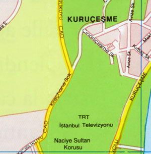 Карта Стамбула - Северные окраины Стамбула, Зинджирликуйу, Адакент, Корукент, Куручешме