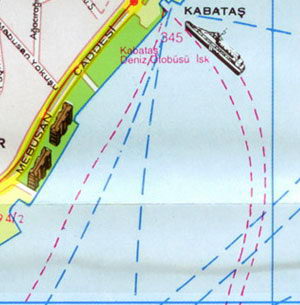 Карта Стамбула - Кабаташ, пролив Босфор, Азиатский берег, Саладжак