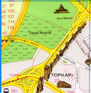 Карта Стамбула - Эдирнекапы, Топкапы, Байрампаша