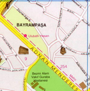Карта Стамбула - Эдирнекапы, Карагюмрюк, Байрампаша, Фатих