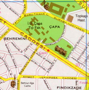 Карта Стамбула - Байрампаша, Фатих, Чапа, Фындыкзаде