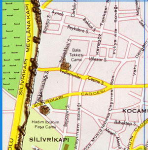 Карта Стамбула - Силиврикапы, Коджамустафапаша, Белградкапы