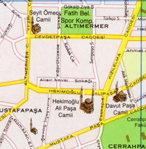 Карта Стамбула - Силиврикапы, Коджамустафапаша, Белградкапы
