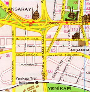 Карта Стамбула - Аксарай, Лалели, Бейазит, Йеникапы, Кумкапы