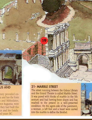 Карта Эфеса - порт Эфеса, портовый проспект Аркадия, церковь святой Девы Марии