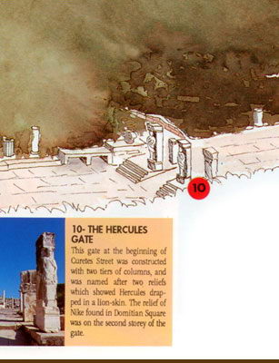 Карта Эфеса - проспект Куретов, ворота Геракла
