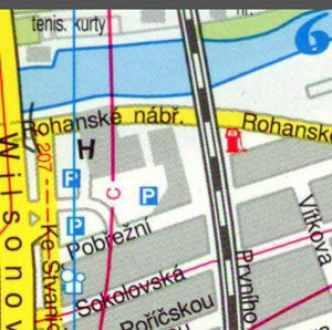 Карта Праги - Центр Праги, Флоренс, автовокзал Флоренс