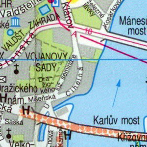 Карта Праги - Исторический центр Праги, Пражский Град, Мала Страна, Кларов