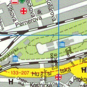 Карта Праги - Центр Праги, Нижний Жижков, Витков