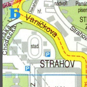 Карта Праги - Центр Праги, район Страгов, холм Петржин