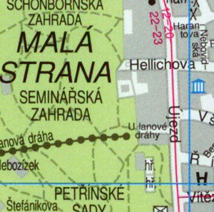 Карта Праги - Исторический центр Праги, Мала Страна, Кампа