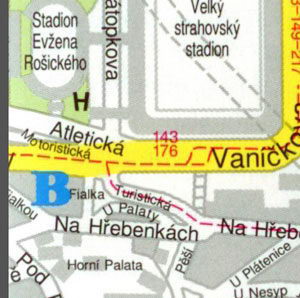 Карта Праги - Центр Праги, район Страгов, холм Петржин