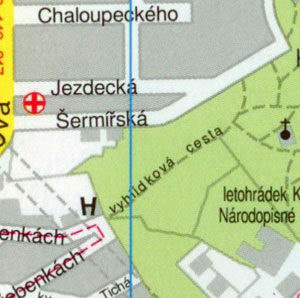 Карта Праги - Исторический центр Праги, район Мала Страна, холм Петржин
