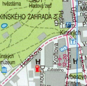 Карта Праги - Центральные районы Праги, район Страгов, район Смирхов