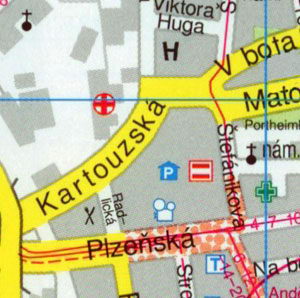Карта Праги - Центральные районы Праги, район Страгов, район Смирхов