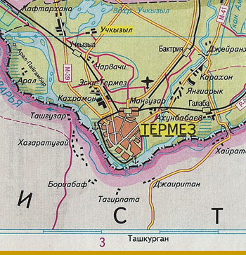 Карта Сурхандарьинской области - Термез, Джакурган, Ангор, Учкызыл, афганская граница Карта Сурхандарьинской области - Термез, Джакурган, Ангор, Учкызыл, афганская граница