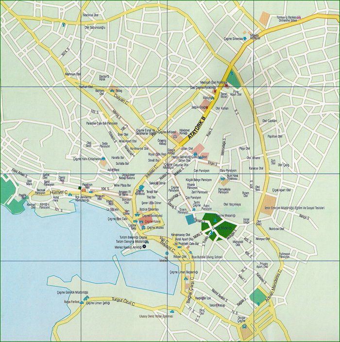 Карта центра города Чешме
