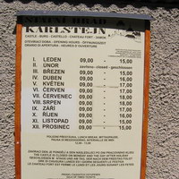 Расписание работы замка Карлштейн